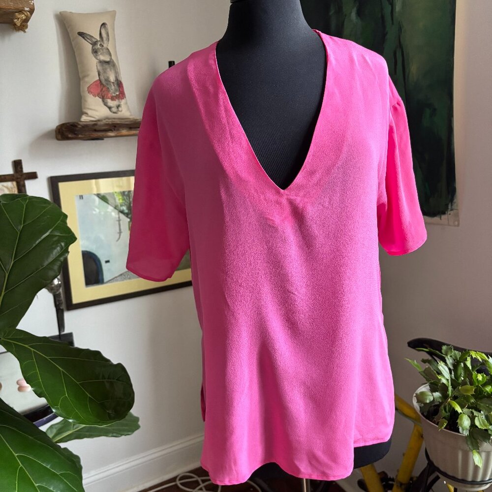 Lovely Falconeri V-Neck Silk Kimono T-Shirt, short sleeve, large